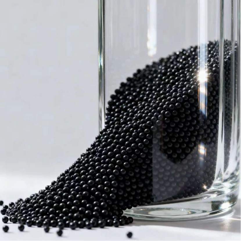 الكربون الأسود الصف الموسع البوليستيرين الخرز (طريقة تعليق FGE) في سفينة زجاجية