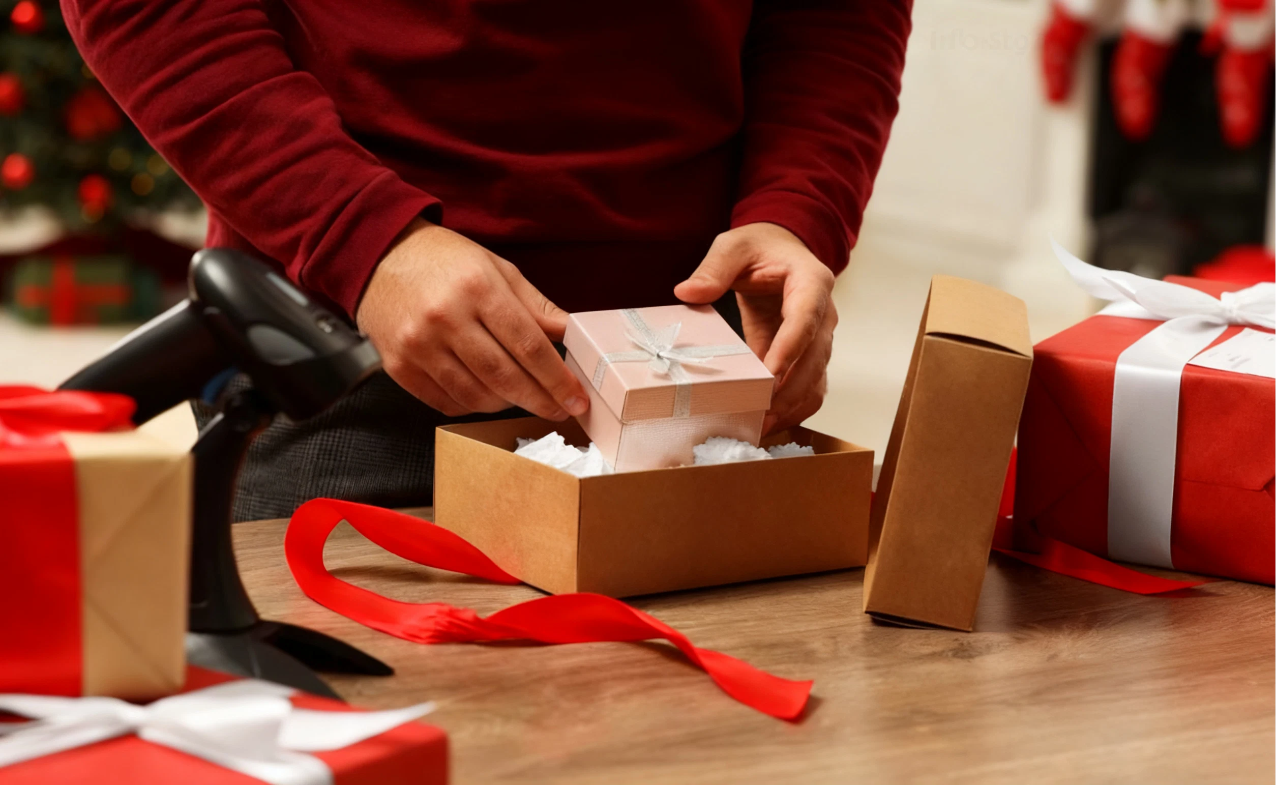 The foam packaging of the Christmas gift